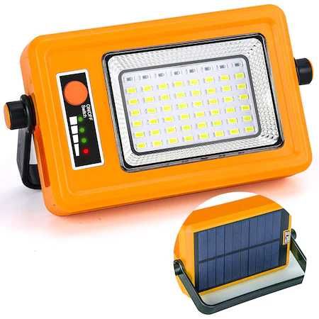 Lampa solara portabila KS-X10, LED, Incarcare USB, Portocaliu, NOU!