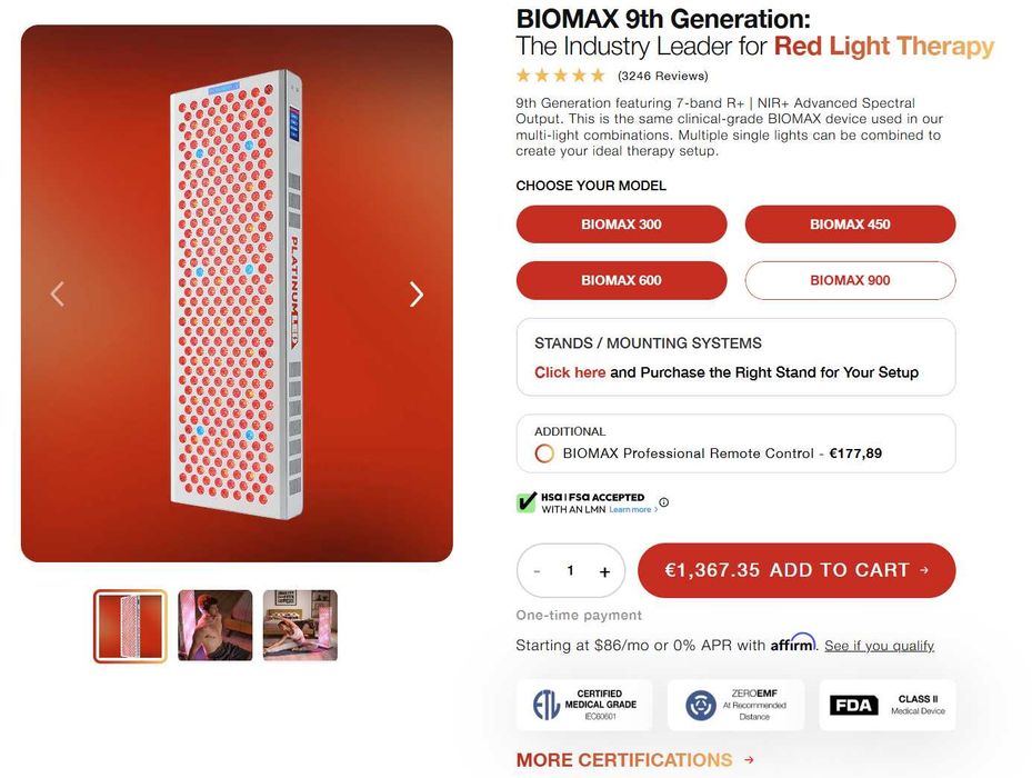 Инфрачервен LED панел PlatinumLED IR+NIR BIOMAX 900 (7 вълни спектър 480 630 660 810 830 850 1060nm)