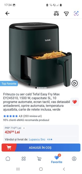 Air Fryer Tefal 5 l