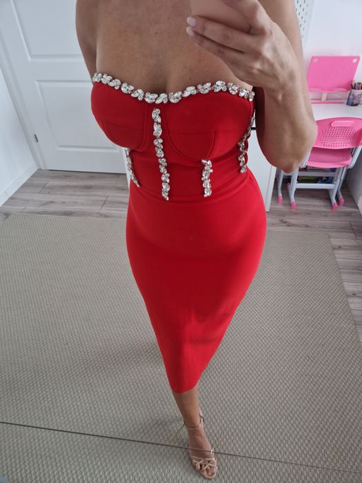 Vand rochie eleganta de ocazie de nunta bandage midi L