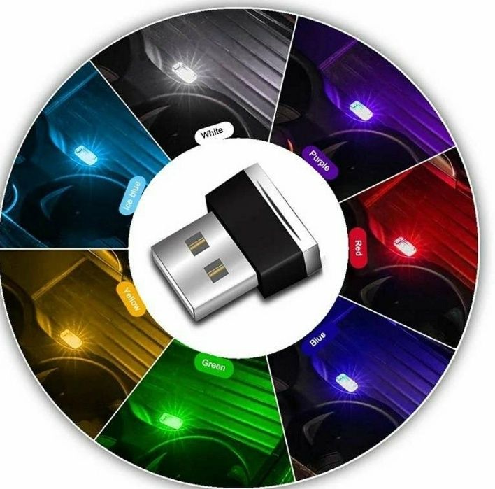 Mini stick USB cu lumină LED  ambientală. Laptop, PC, Masina.