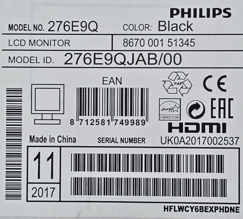 Monitor Philips IPS 27" 1920x1080