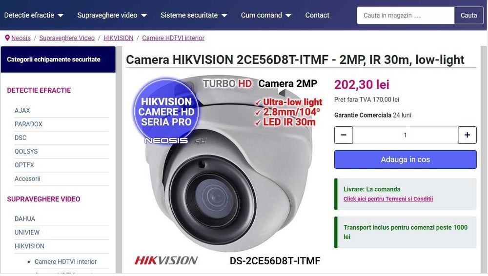 Camere supraveghere interior Hikvision