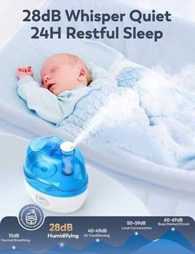 Овлажнител 2.2L тих 28dB за бебешка стая