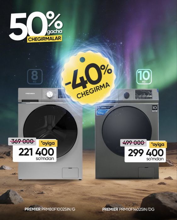 Kir yuvish mashinasi Avtomat 7kg AKSIYA 50% shoshilamiz
