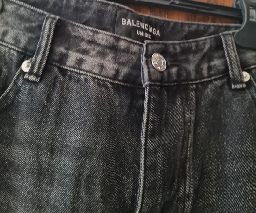 Дънки, сиво-черни, широки