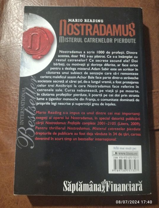 Nostradamus "Misterul catrenelor pierdute" Mario Reading