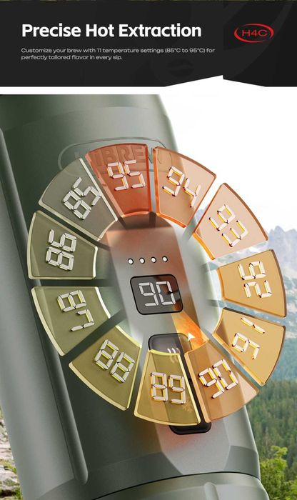 H4C преносима безжична еспресо кафемашина.7500ah/20bar/Type-C.Вносител