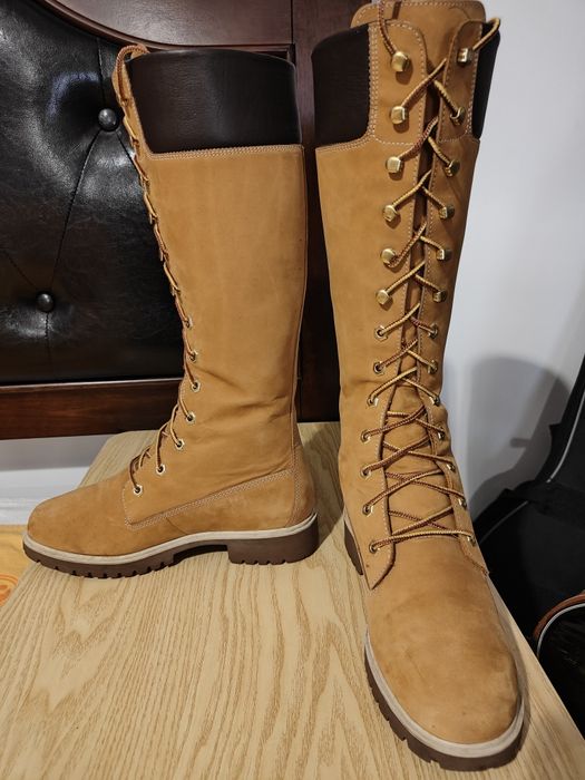 Ghete Timberland W Prem 14in Wht piele Nubuck bej mustar maro camel