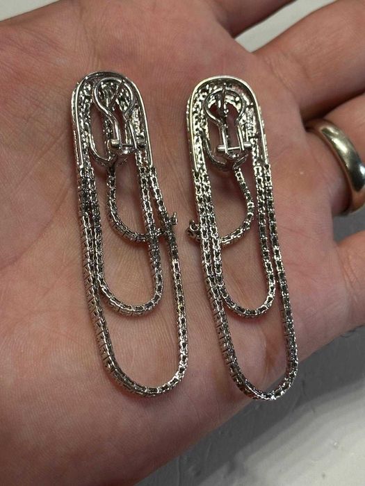 CERCEI AUR alb 18K + 540 Diamante TOP x 0.01 = 5.4CT - 22g. - Tip " Tennis" - Gordini !