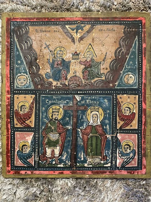Icoana antica, pe lemn, semnata Constantin N. Chirila