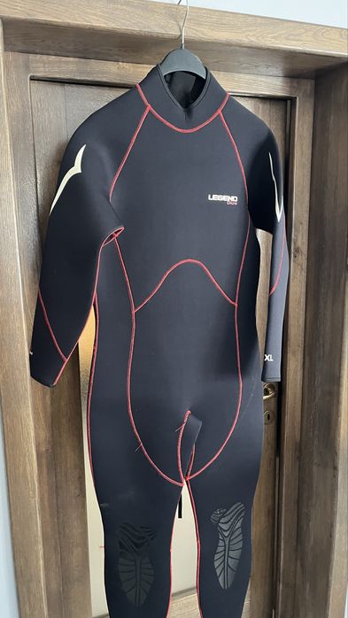 Costum de neopren lung pentru bărbați LEGEND PL-6511-1 5mm negru-roșu XL