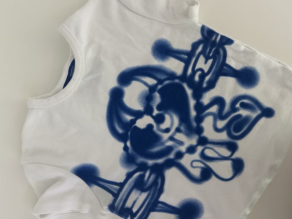 top superb alb/albastru marimea xs