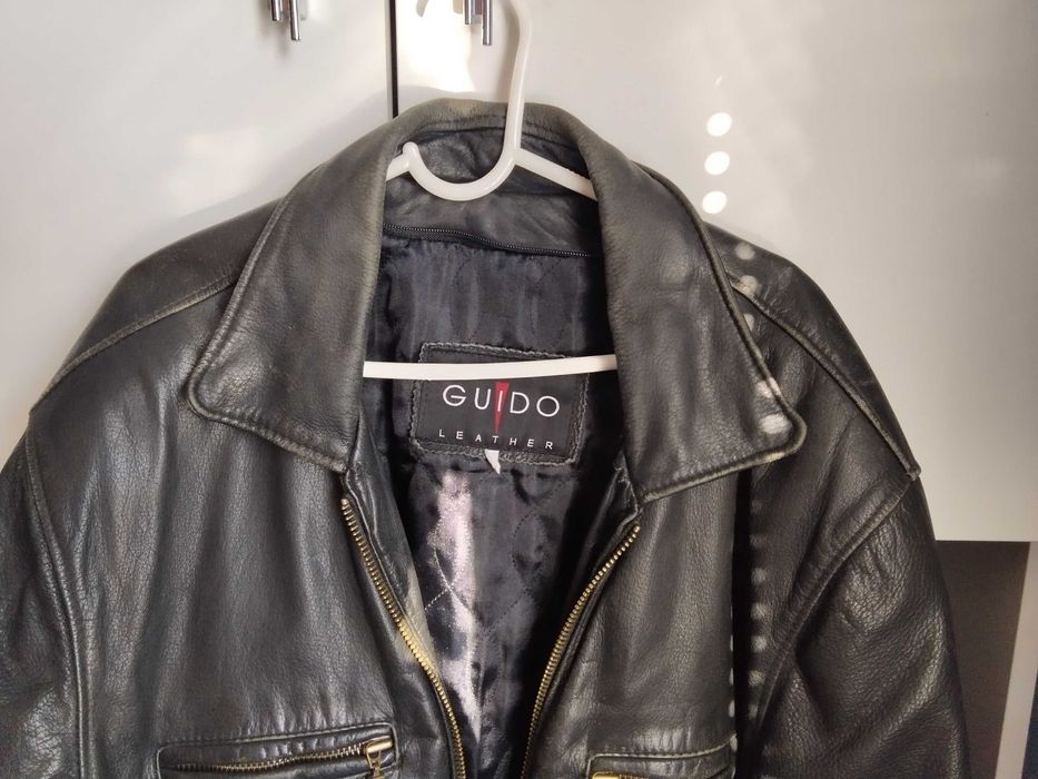 оригинално голямо XL яке шуба от естествена кожа телешки бокс