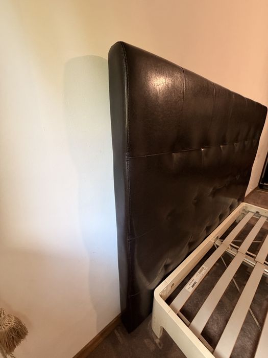 Tăblie din piele naturală Mobexpert + cadru de pat IKEA 160×200