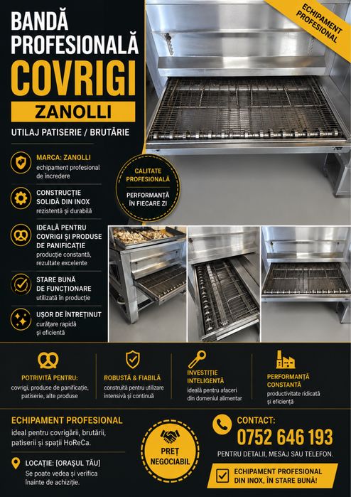 Bandă profesională covrigi Zanolli inox | Utilaj patiserie / brutărie