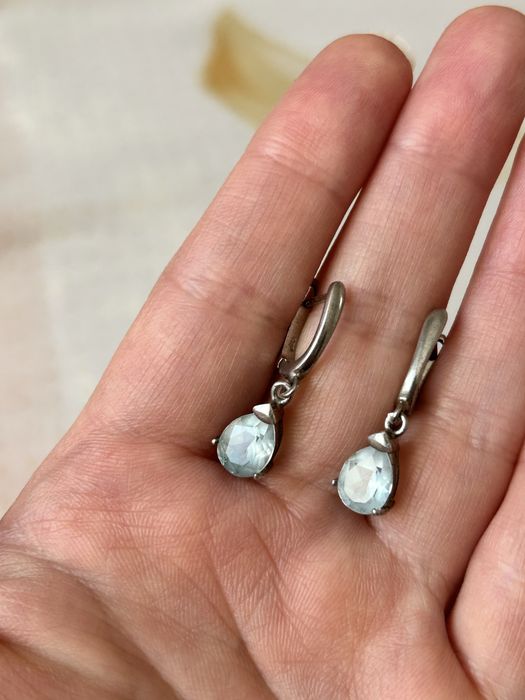 Серьги с голубым топазом