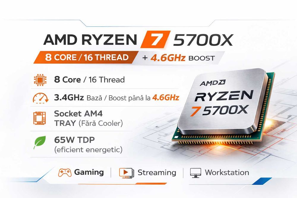 AMD Ryzen 7 5700X – 8 Core / 16 Thread / 4.6GHz Boost – AM4 (TRAY)