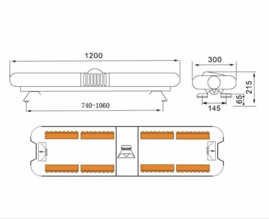 Сигнална LED аварийна лампа – маяк 120 см, 392 COB диода, 12-24V