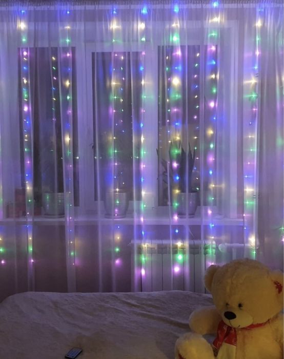 Гирлянда шторы 3*2 разноцветная