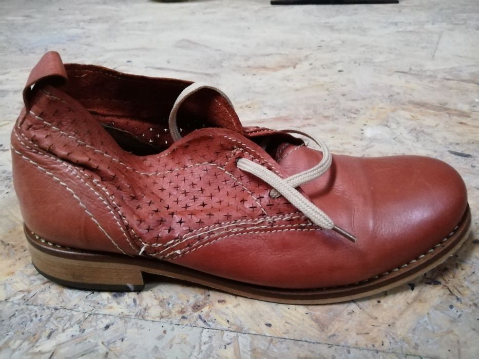 Pantofi / ghete scurte / mocasini, măsura 35, piele naturală, handmade