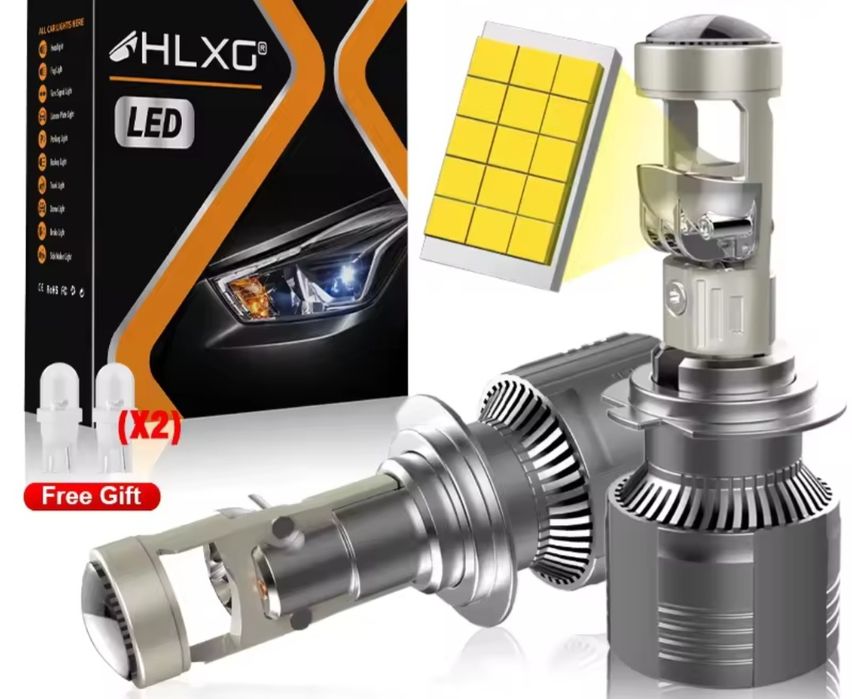Set 2 Becuri Led H7 cu LUPA 19mm 300W 30.000 Lumeni / set 6000k Canbus