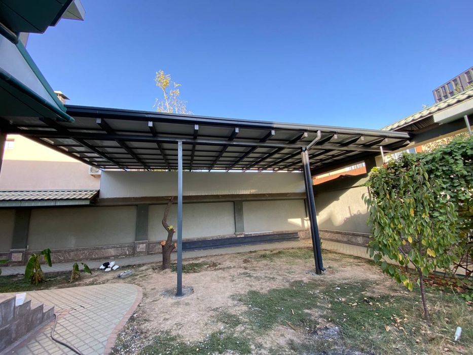 Навес сендвич панель установка