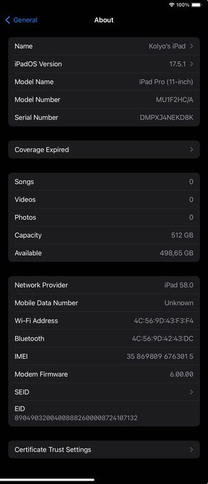 iPad Pro 11-inch 512GB SIM