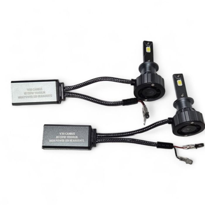 Set 2 Becuri LED H1 Canbus 120W – 12000 LM, 6000K Alb Rece, V20
