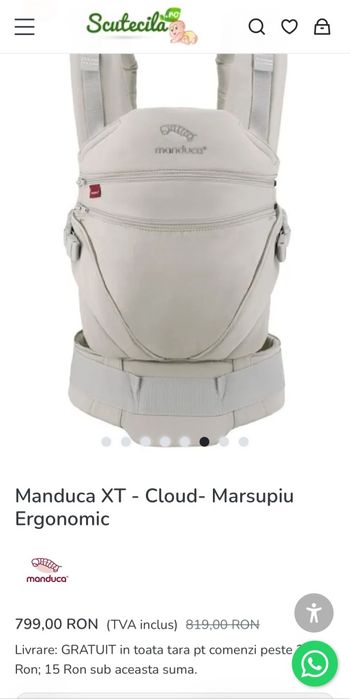 Marsupiu ergonomic Manduca XT – Cloud