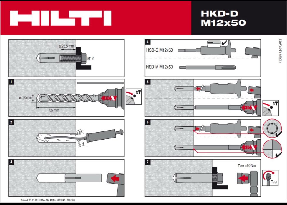 Burghiu HILTI HKD de 15 cu opritor pentru piulita expandabila m12