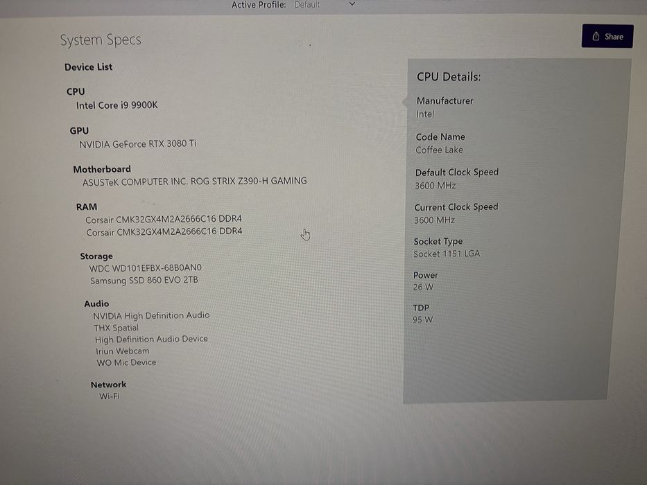 PC de gaming (RTX 3080 Ti).