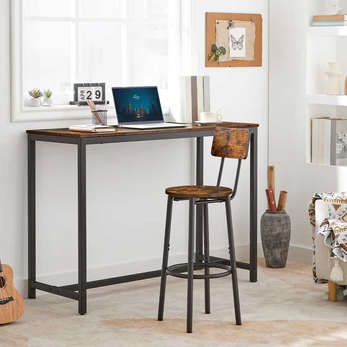 Set 2 scaune bar / bucătărie stil industrial – rustic brown & black