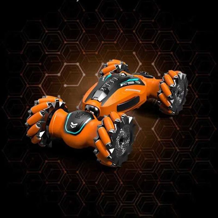 Количка с дистанционно управление с музика и LED, Зелена и Оранжева