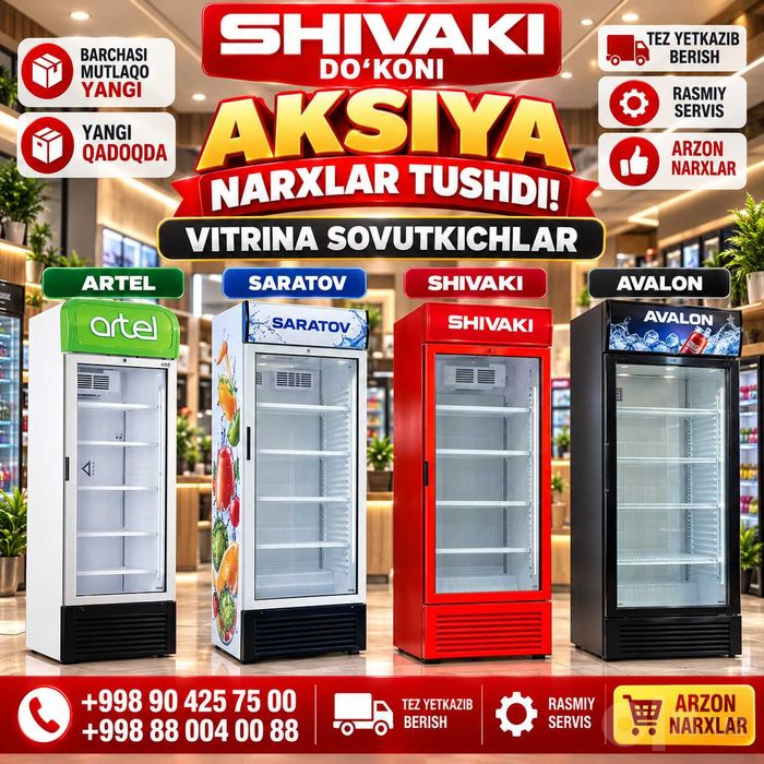 Vitrina Xoladilnlar AKSIYA hamasi yangi pachka KAFOLATnarxda garantiya