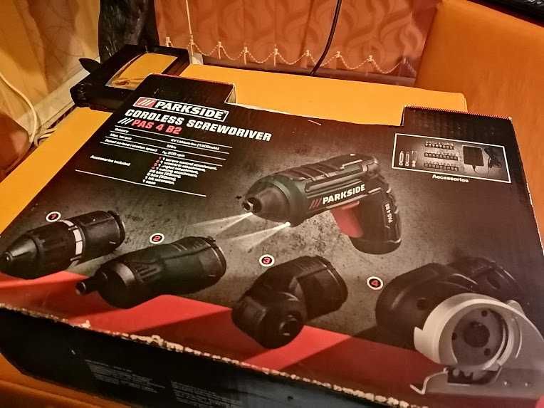 Акумулаторен Винтоверт с 4 приставки PARKSIZE Чисто Нов+Подарък