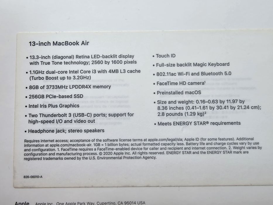 Macbook Air 13  2020 i3
