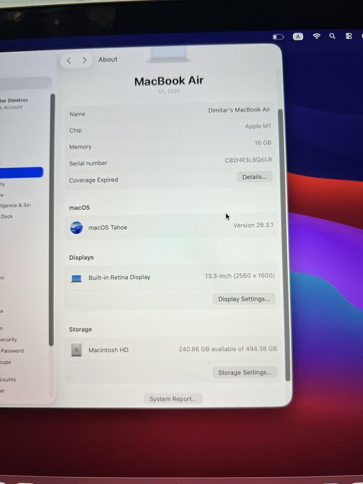 Macbook Air M1 лаптоп - 16gb ram - 512 SSD + Подарък