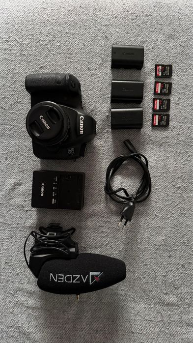 Canon EOS 6 D , GRIP CANON , baterii Canon, incarcator canon, carduri, microfon Azden, kit complet Yongnuo, obiectiv 40mm Canon