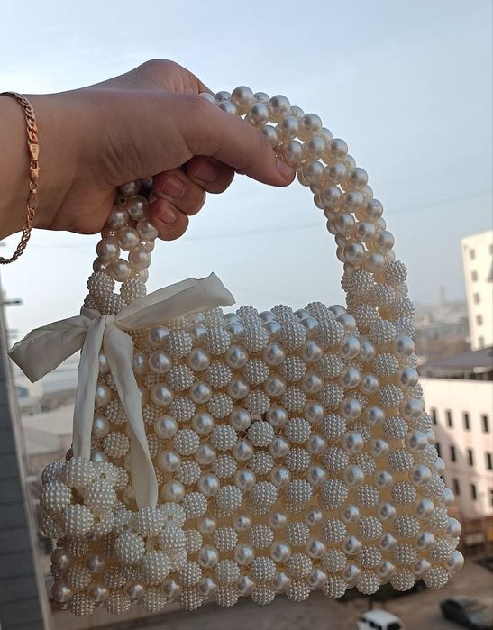 Сумка из бусин(шамбала и жемчуг)