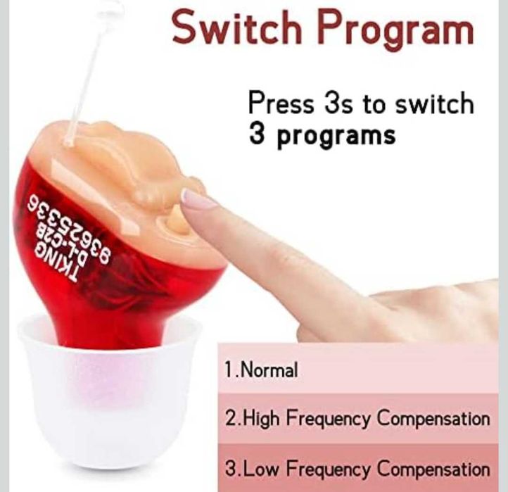Мини CIC слухов апарат (за дясно ухо) Марка: TKING нов с 2 батерии