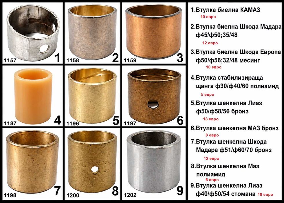 Лиаз, Краз, Камаз, Маз, Мадара- болтове, лагери,кранове и др части