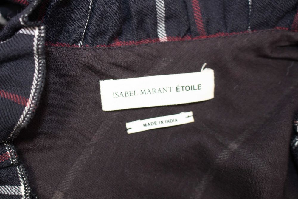 Isabel Marant Etoile оригинална рокля синьо каре с къдрици 38