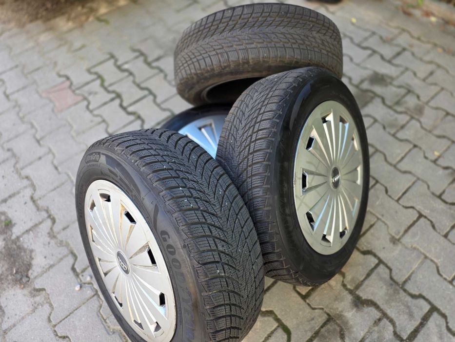 set jante aliaj r16 cu capace plastic, vw audi seat skoda 205/60/16
