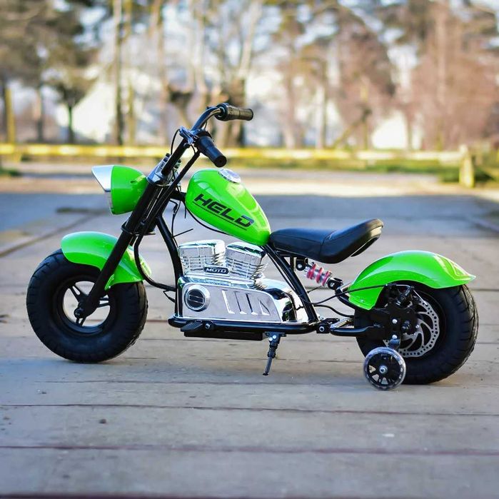 Motocicleta Kinderauto Old School 300W 24V roti moi gonflabile Green