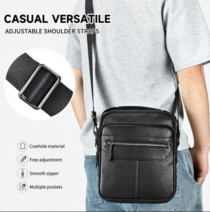 Мъжка работна кожена чанта/Голяма, красива и елегантна -20% Промоциия!