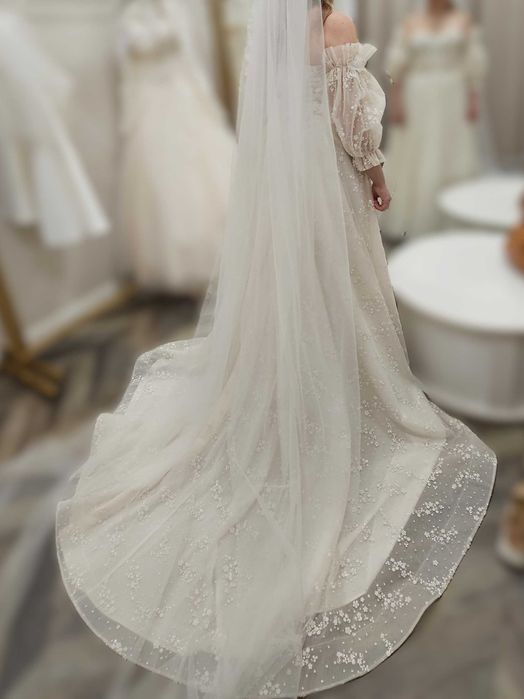 Rochie de mireasa linia A-Barbara Langellotti, ivory