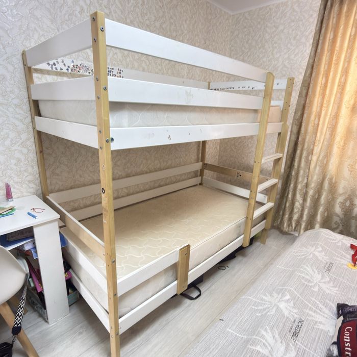 Двухъярусная кровать, кроватка, 90x180 см, белый