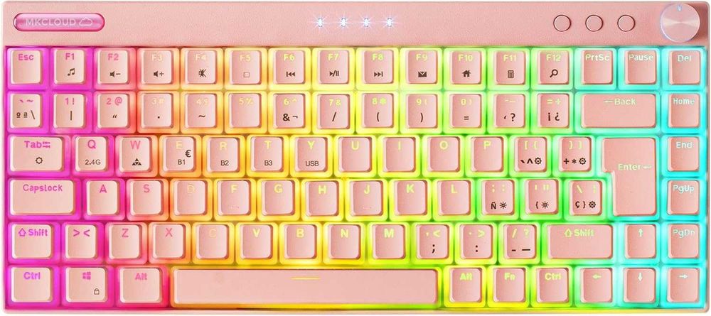 Tastatura mecanica Mars Gaming MKCLOUD 75%, RGB, roz, cu fir