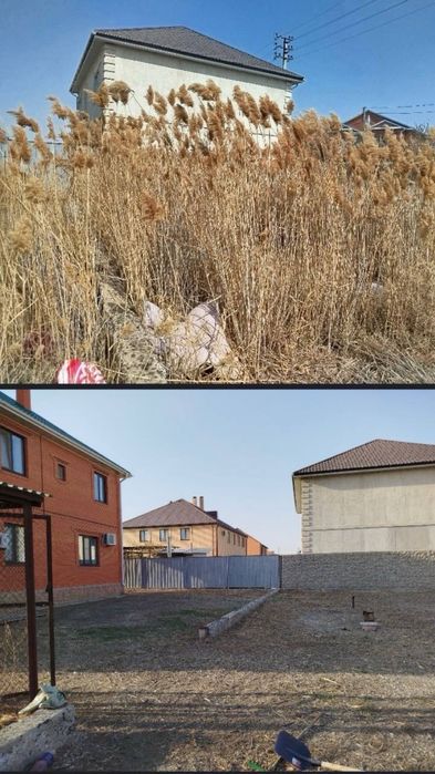 Уборка участка, рабочие, бригада робочих